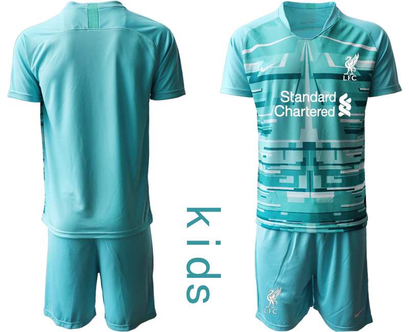 Youth 2020-2021 club Liverpool blue goalkeeper blank Soccer Jerseys